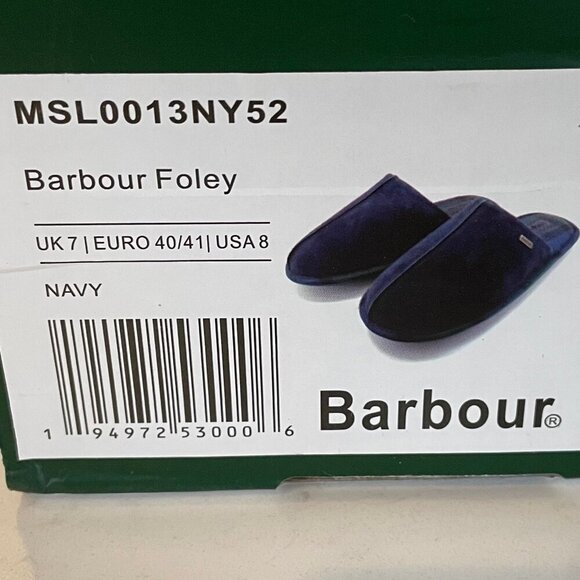 Barbour Foley Slip On Suede & Textile Slippers Navy + Plaid Sz 40/41 EU, 7 UK - Picture 8 of 13